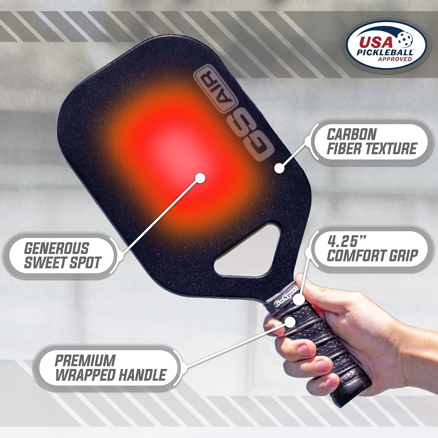 Gosports USAPA Approved Carbon Fiber Pickleball Paddle - GS AIR or GS PRO image number 3
