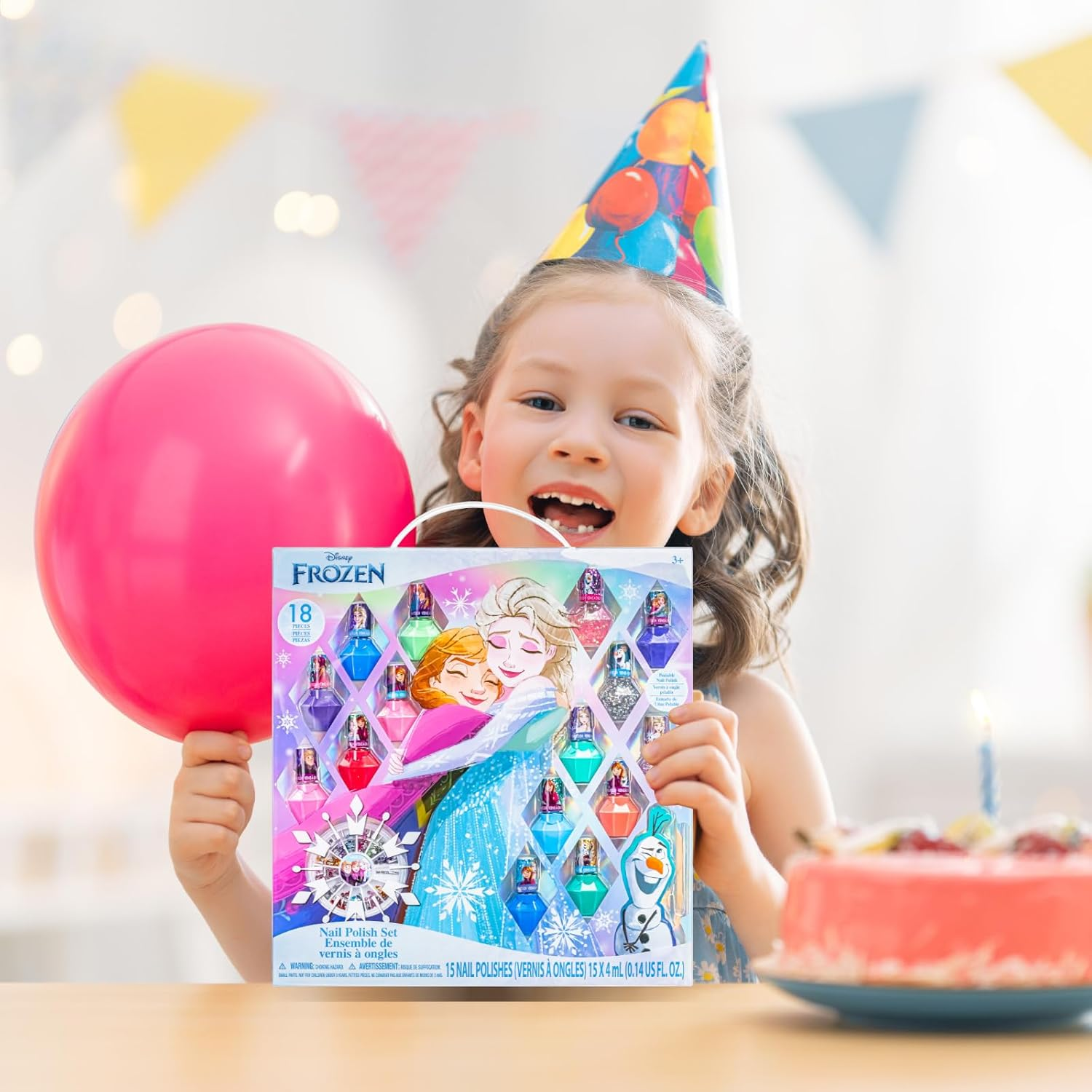 Townley Girl Disney Frozen - Non-Toxic Peel-Off Nail Polish Set with Shimmering and Opaque Colours with Nail Gemstones for Girls 3 Years Old, Perfect for Parties, Make-Up, 18 Pieces image number 5