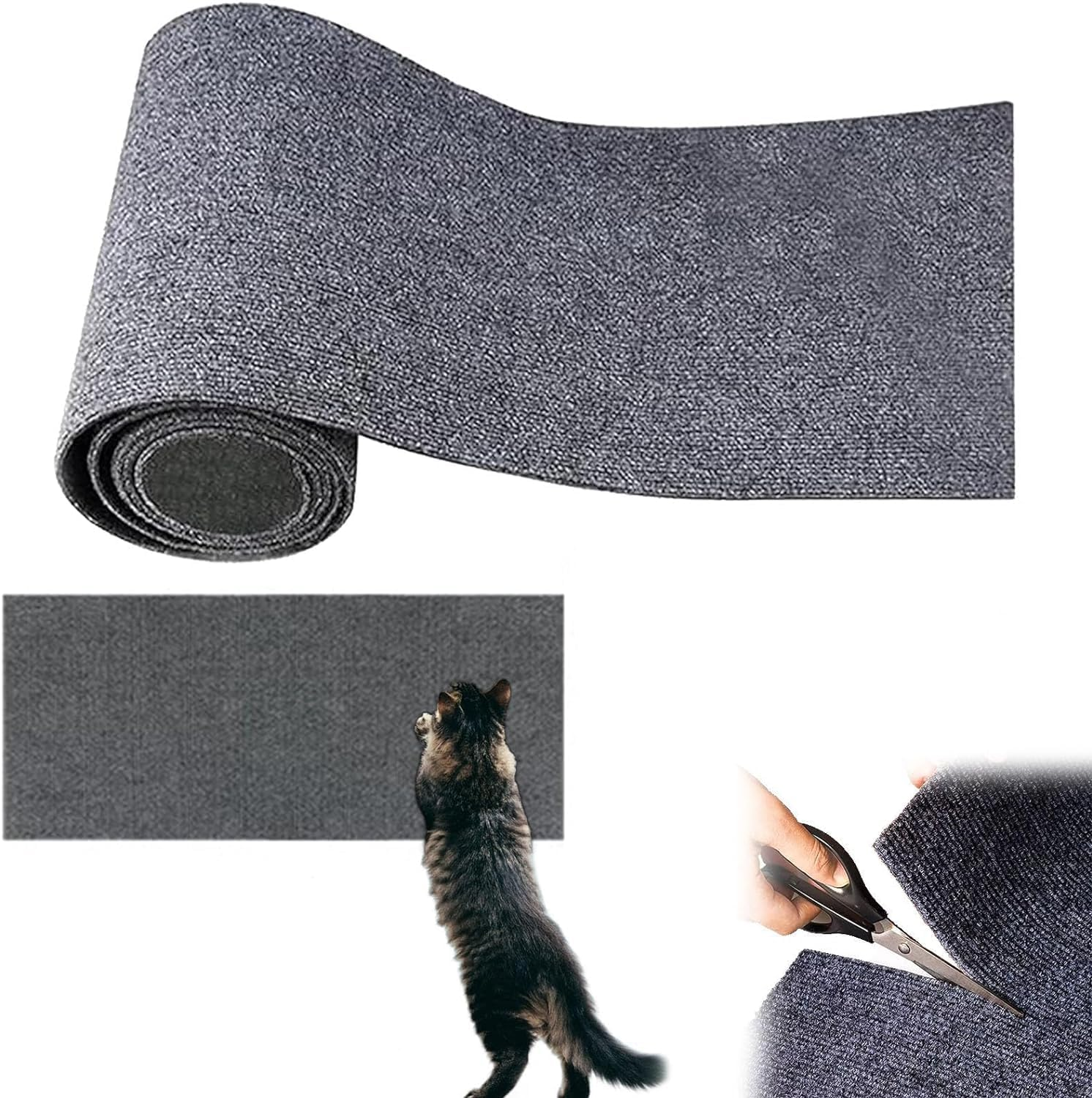 Cat Scratching Mat, Cat Scratching Mat, Cat Wall Scratching Boards, Trimmable Self-Adhesive Cat Couch Protector, Cat Scratching Mat, Self-Adhesive Carpet Mat Pad Replacement (Dark Grey, 30 X 100 Cm) image number 6