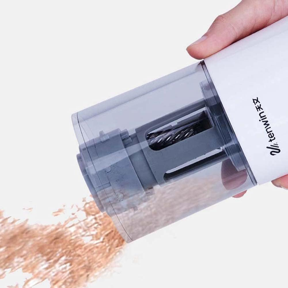 Rechargeable Automatic Electric Pencil Sharpener, Heavy Duty Spiral Blade for Fast Sharpening, Automatic Stop/Color Pencil, Usb/For School Classroom/Office/Home (White)