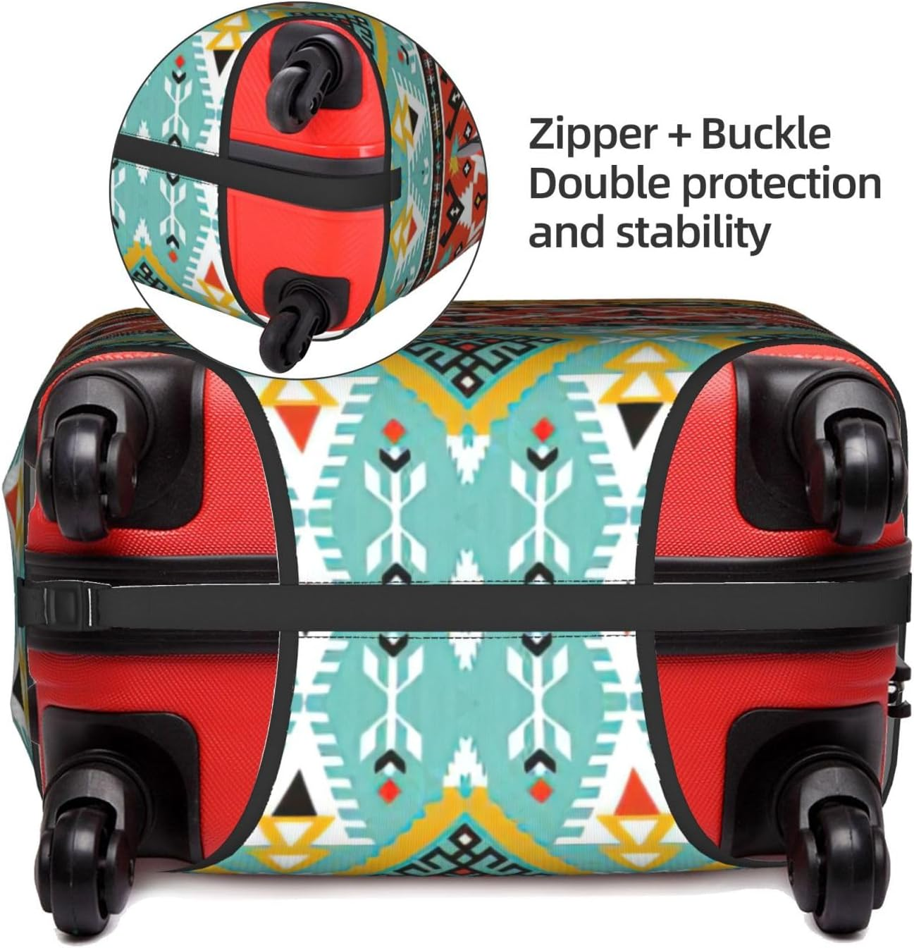 Odddot Bohemian Feather Print Travel Luggage Cover,Suitcase Protector Cover, Washable Baggage Covers,For 18-32 Inch Luggage, Bohemian Feather, Large