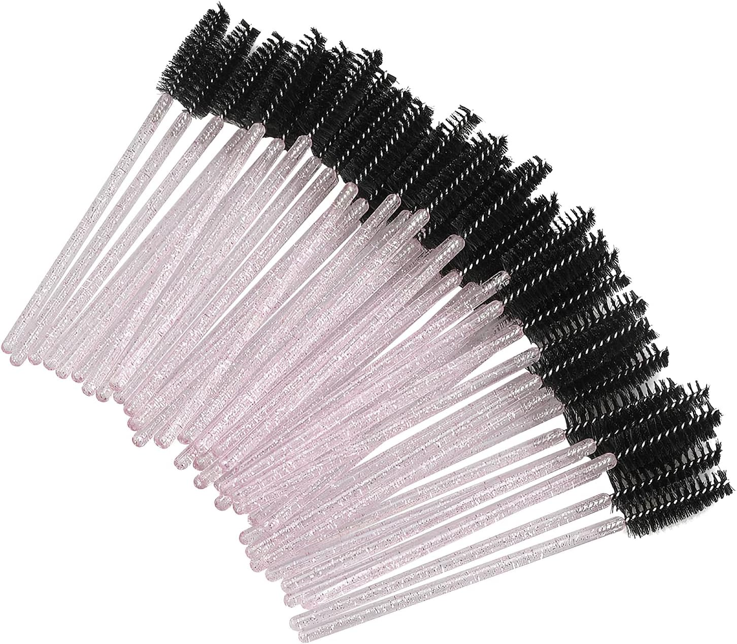100PCS Eyelash Brush, Disposable Mascara Wands, Eyelash Eyebrow Spoolie Brush for Eyelash Extensions, Eyebrows Contouring and Makeup (Black & Pink) image number 1
