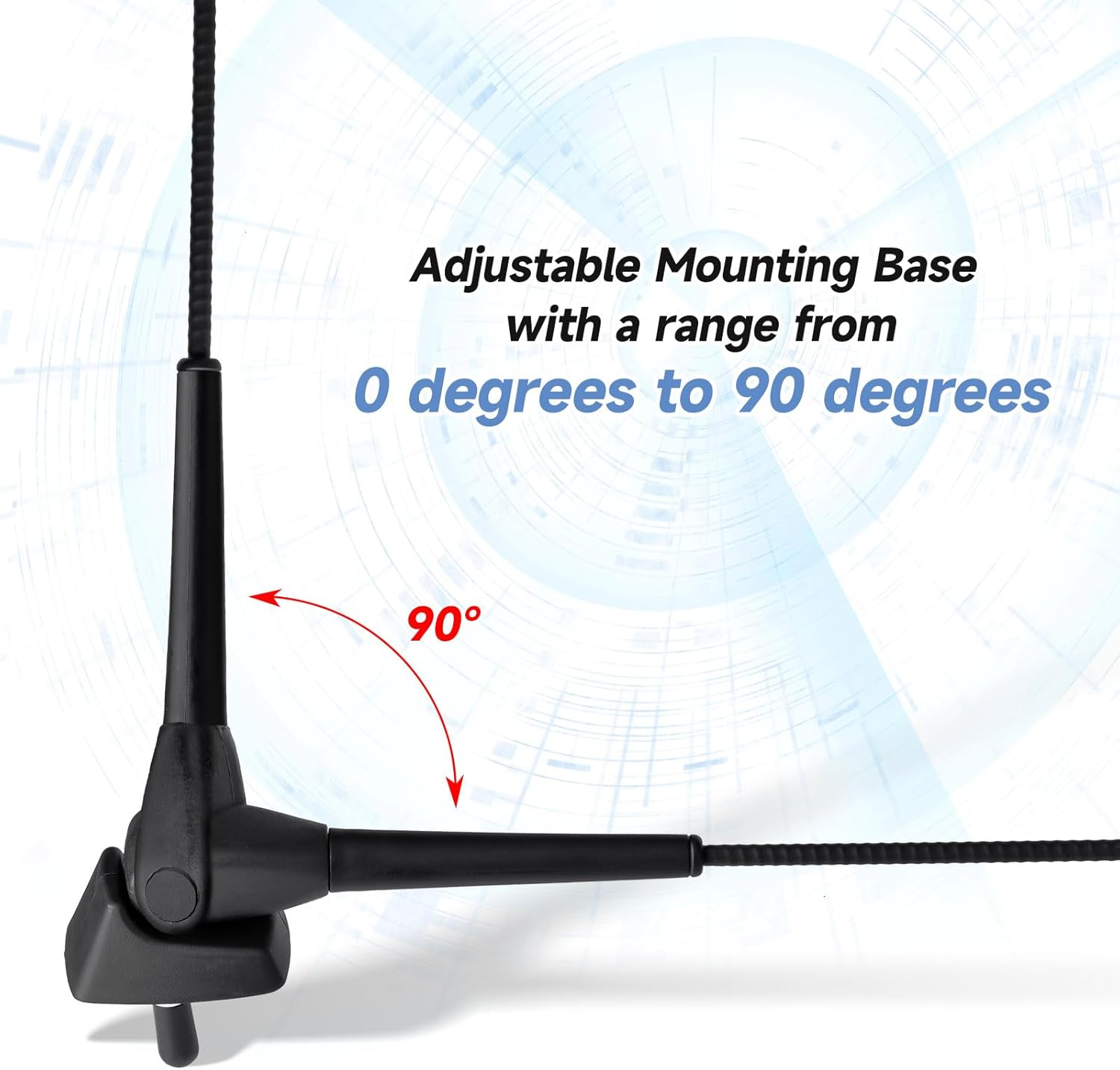 Eightwood Waterproof Marine Boat Radio Antenna 46Cm, AM/FM Stereo Antenna Mast Replacement with Mount Base for Boat Car Tractor RV ATV UTV Motorcycle Yacht Pontoon