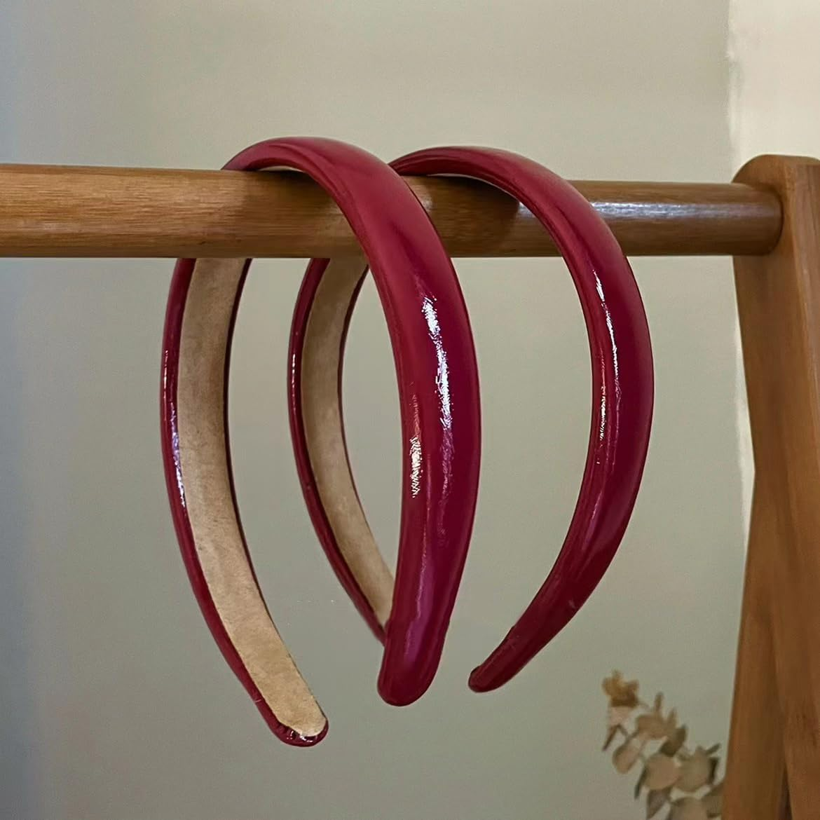 2Pcs Red Leather Headbands for Women Trendy, Vintage Red Wide Headbands Non-Slip Fashion Head Band for Women'S Hair Fashion Hair Accessories for Women Girl image number 5