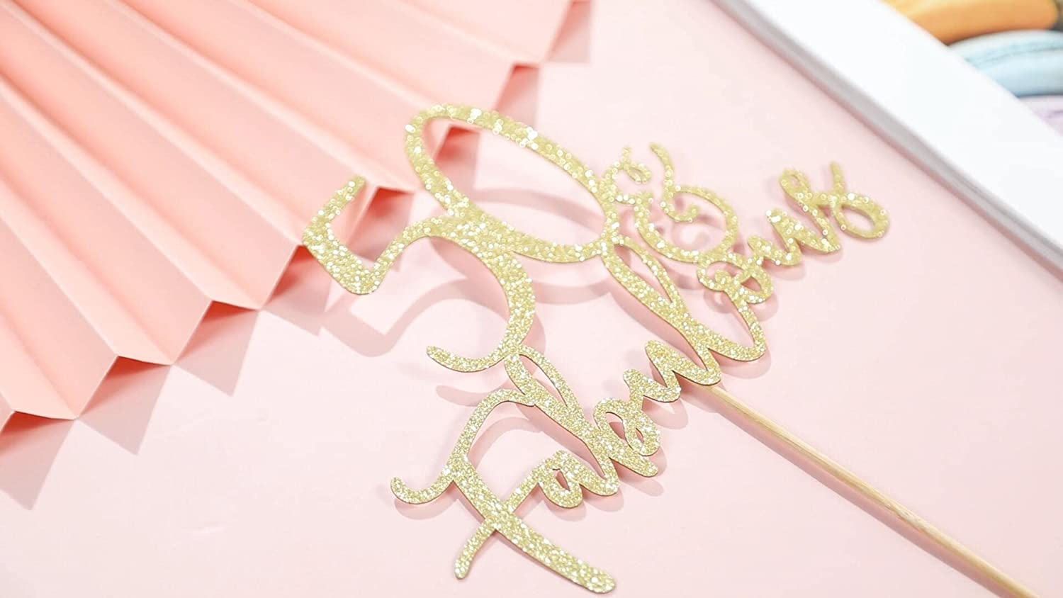 LOVENJOY Cake Topper 65Th and Fabulous Birthday Cake Decoration Gold Glitter 65Th Cake Topper for 65Th Birthday Party Cake Decoration image number 5