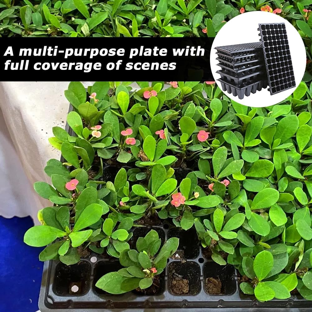 MOTRAIN 7-Pack Seedling Trays with Adjustable Humidity Domes, 21-200 Hole Seedling Pot, Seedling Trays Seed Starter Tray, Mini Propagator Greenhouse Kit for Seed Germination and Plant Growth