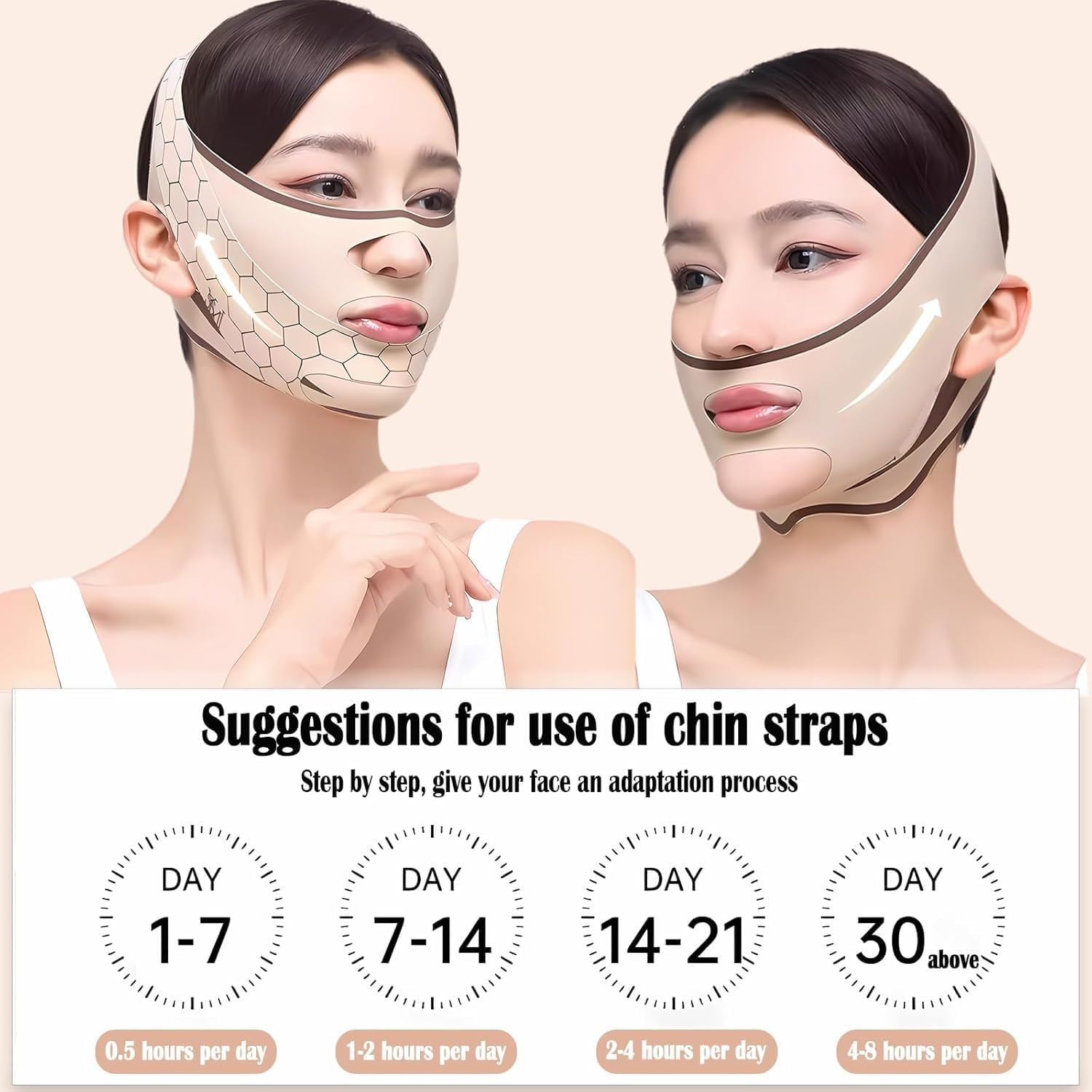 Chin Strap for Women,Reusable Face Strap,Adjustable V Line Mask, Breathable,Comfortable Chin Strap for Women (Skin, One Size)