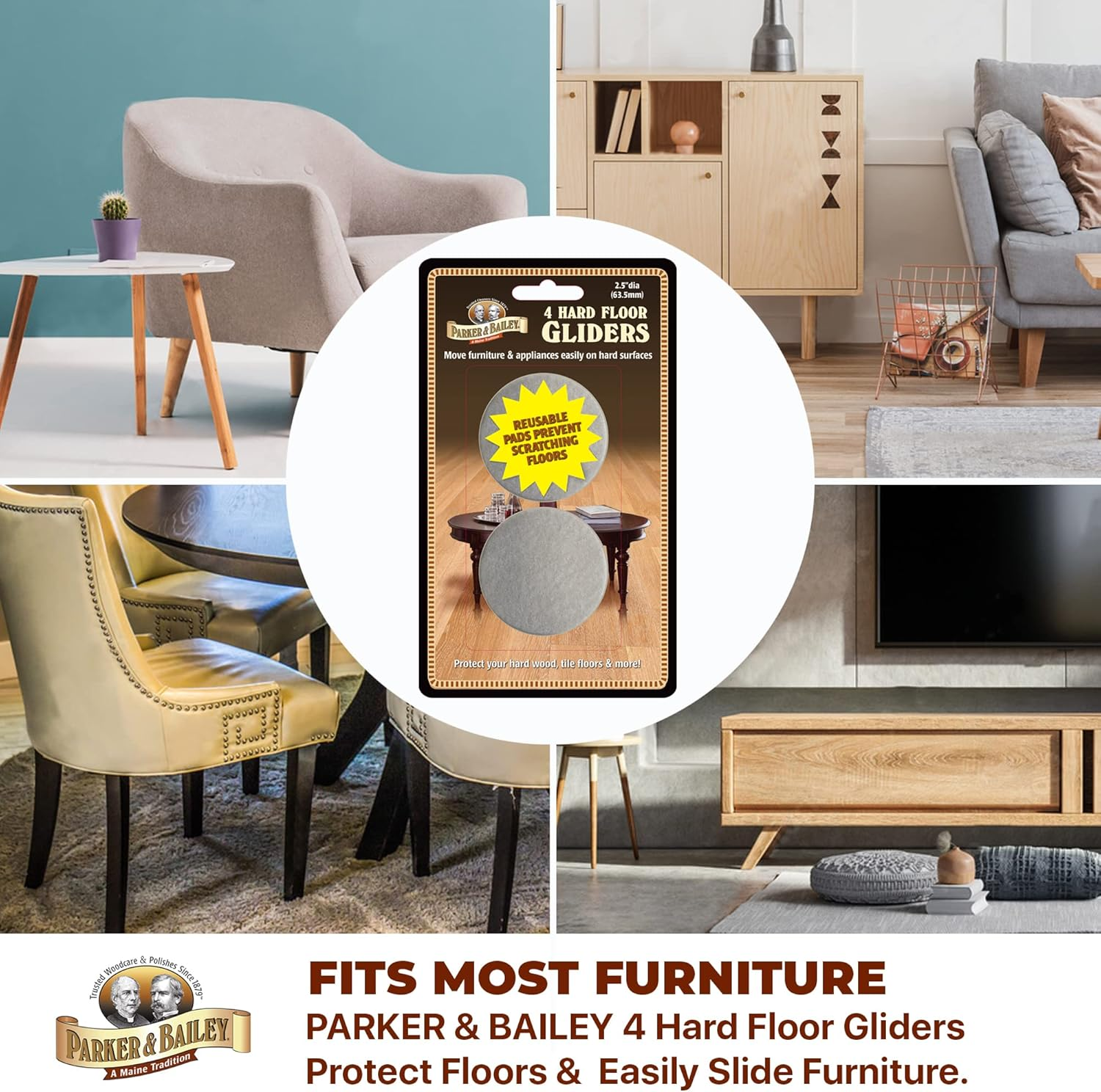 Parker and Bailey Hard Floor Glider (Pack of 4) image number 4