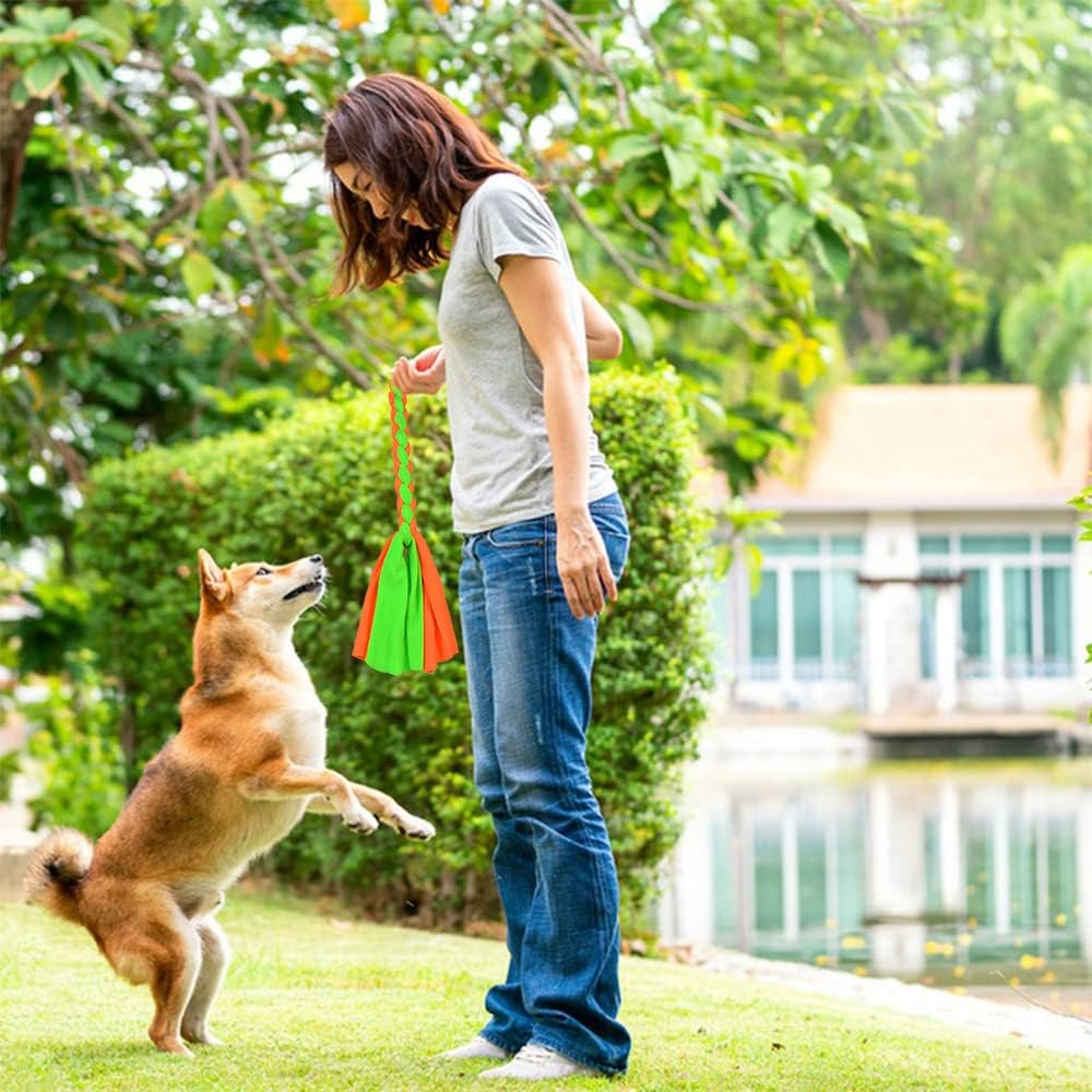 ASOCEA 2 Pack Fleece Rope Dog Toys for Dog Hunting and Tractor Interactive Cotton Chew Toy for Pets Dog Leash Bait Toy Flirting Bars Replacement Toy for Dogs - Blue+Green image number 3