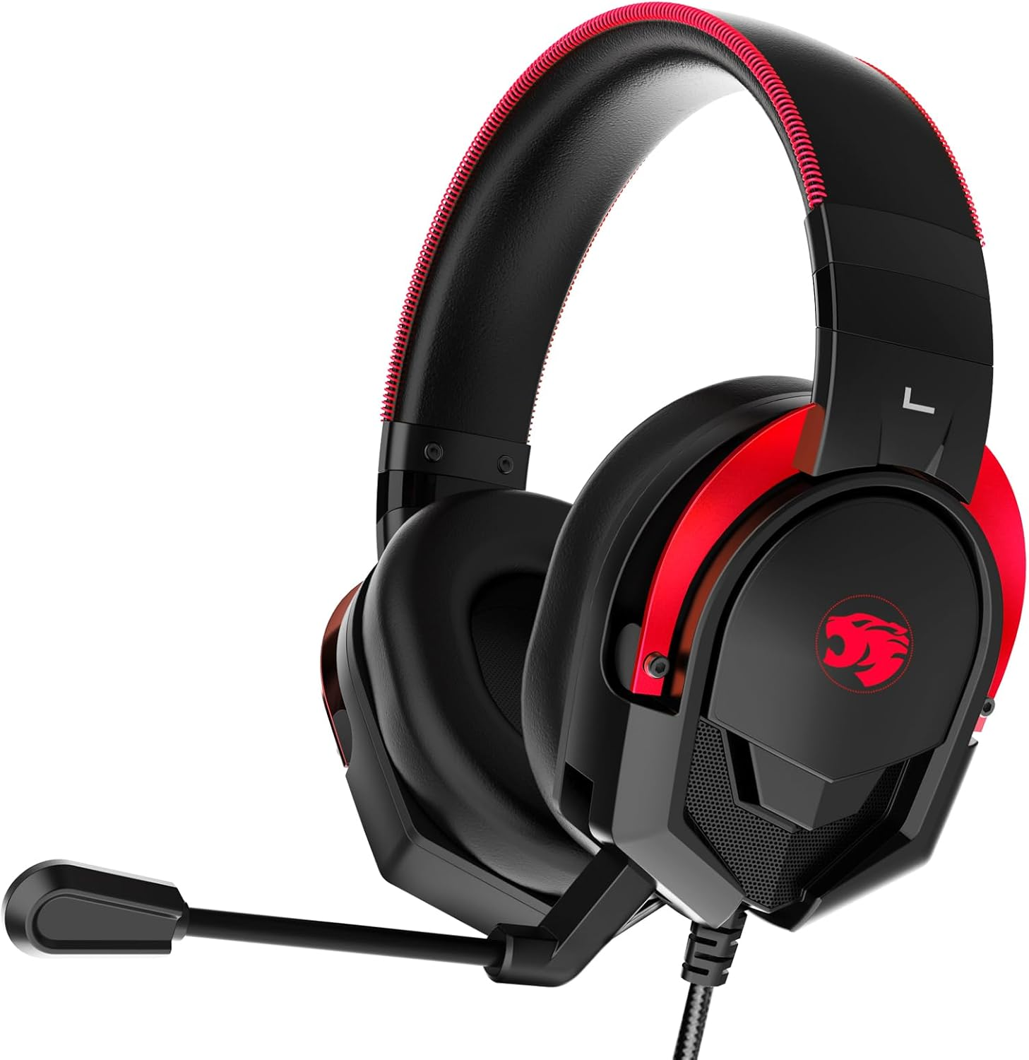IMYB A88 Gaming Headset with Microphone, Stereo Wired Noise Cancelling Over-Ear Headphones with Mic for Pc, Ps5, Xbox One Series X/S, Ps4, Computer, Laptop, Mac, Nintendo, Gamer (Red)