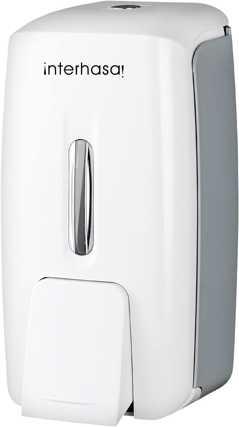 Interhasa! Manual Soap Dispenser Wall Mounted Hand Commercial Liquid Soap Dispenser 800Ml for Kitchen Bathroom Support Liquid Gel Soap, ABS, White, 0.47Kg, 110 * 90 * 225Mm - Silver image number 2