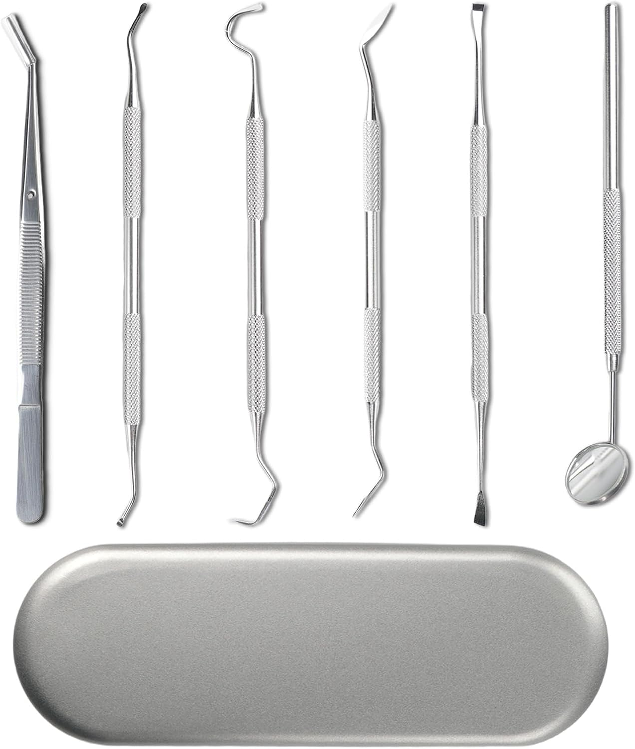 Kaoruo 6 Pack Dental Tools Kit &ndash; Professional Plaque Remover & Oral Care Set with Dental Mirror, Picks, Scaler & Tweezers &ndash; Dentist-Recommended Hygiene Tools for Teeth Cleaning