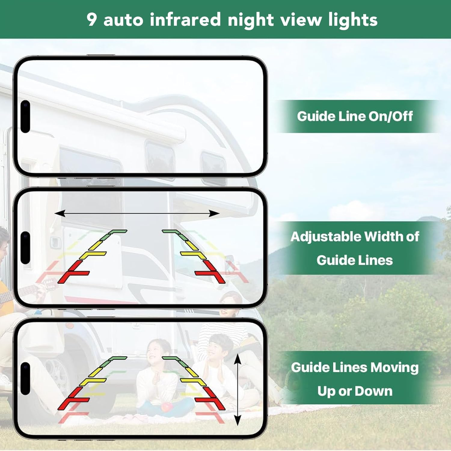 Wifi Car Backup Camera, HD 1080P Reverse/Rear View Camera, 175 Degree Wide Angle, Night Vision Back up Camera for Iphone for Ipad for Android Phones for Car Pickup SUV Sedan image number 2