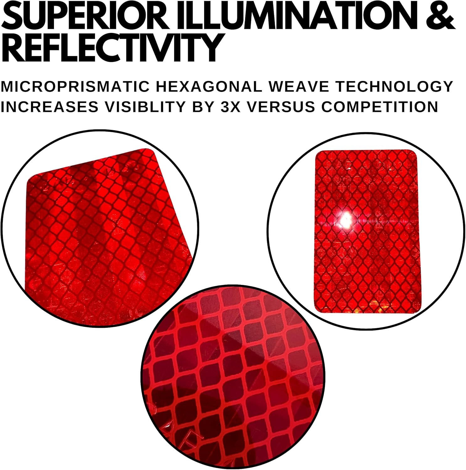 Amber/Red 2X3 Rectangle High Visibility Reflective Stick-On Prism Reflector | DOT-SAE | Strong Adhesive/Weatherproof | Trailer Camper RV Flatbed Fender Property Boat Marine (Red, Qty 4) image number 5