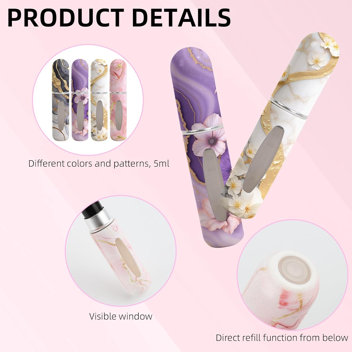 BRITIVIVE Perfume Atomiser Refillable Perfume Travel Bottle Travel Perfume Atomiser Refillable Perfume Bottle for Air Travel Holiday Camping Business (5 Ml) image number 3