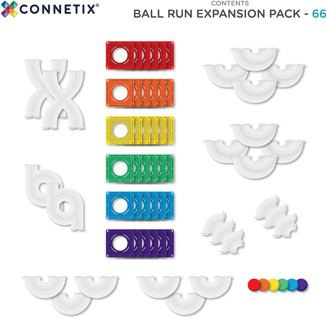 CONNETIX Magnetic Tiles Rainbow Ball Run Expansion Pack, 66 Pieces image number 4