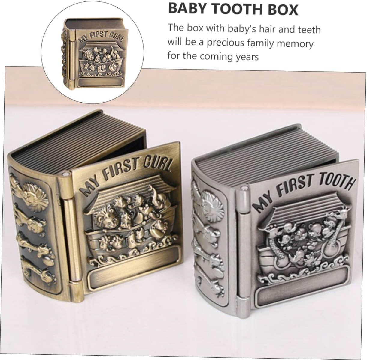 1 Pair Keepsake Organizer Box for Teeth Hair Storage Chic Memory Holder for Boys Elegant Keepsake Organizer Stylish Jewelry Box for Memories