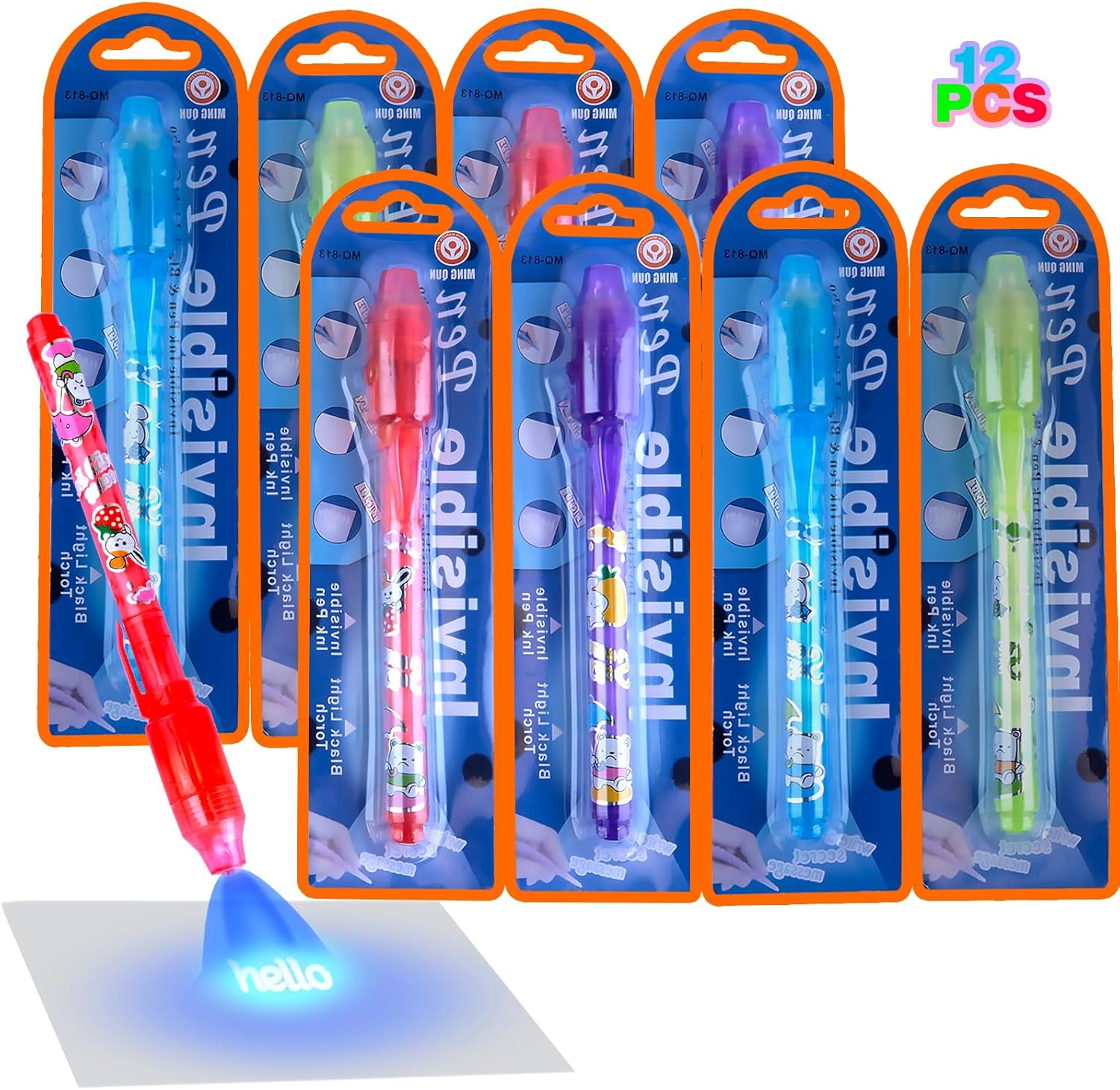 JOLLYFUN 12 Pack Invisible Ink Pen Set with Package for Kids, Secret Message Spy Pen with UV Light, Party Favors, Birthday Gifts for Boys Girls, Magic Markers Fun Activity Toy image number 4
