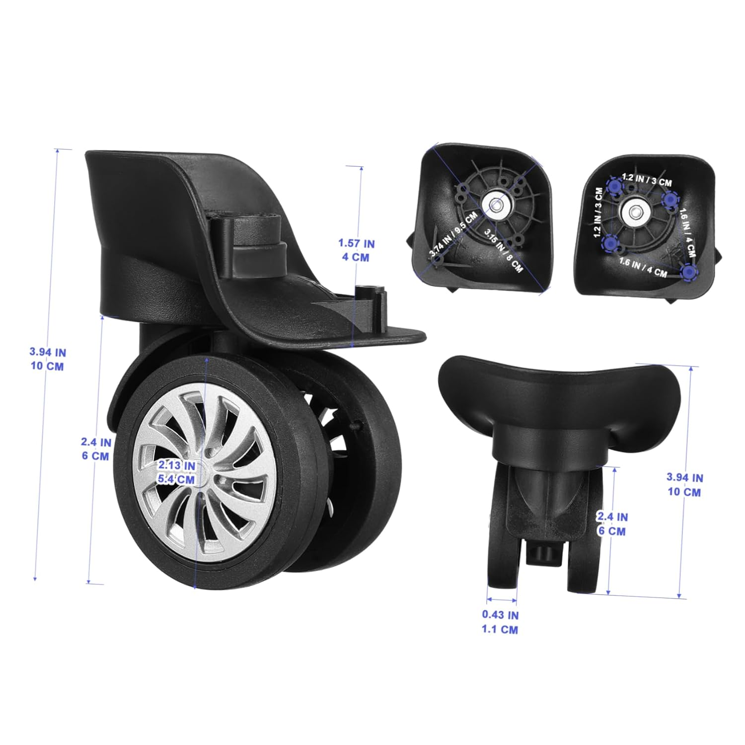 NOLITOY 4Pcs Swivel Wheels Replacement for Luggage Suitcase Durable Travel Bag Wheels Spare Parts for Smooth Mobility and Easy Installation image number 3