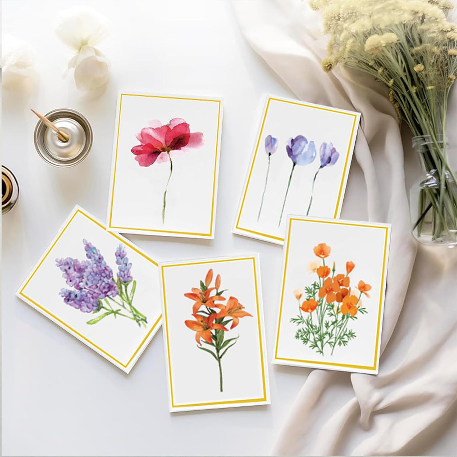Blank Cards and Envelopes Set，20 PCS Blank Greet Card ，Floral Design Blank Greeting Cards，Suitable for All Occasions with Blank Cards 4&Prime; X 6&Prime; image number 2