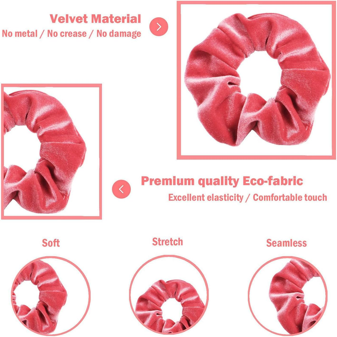 Pack of 12 Scrunchies for Women, Velvet Scrunchies, Premium Elastic Thick Bands, Comes with Hidden Zip Pocket, Women for Girls, Hair Accessories image number 3