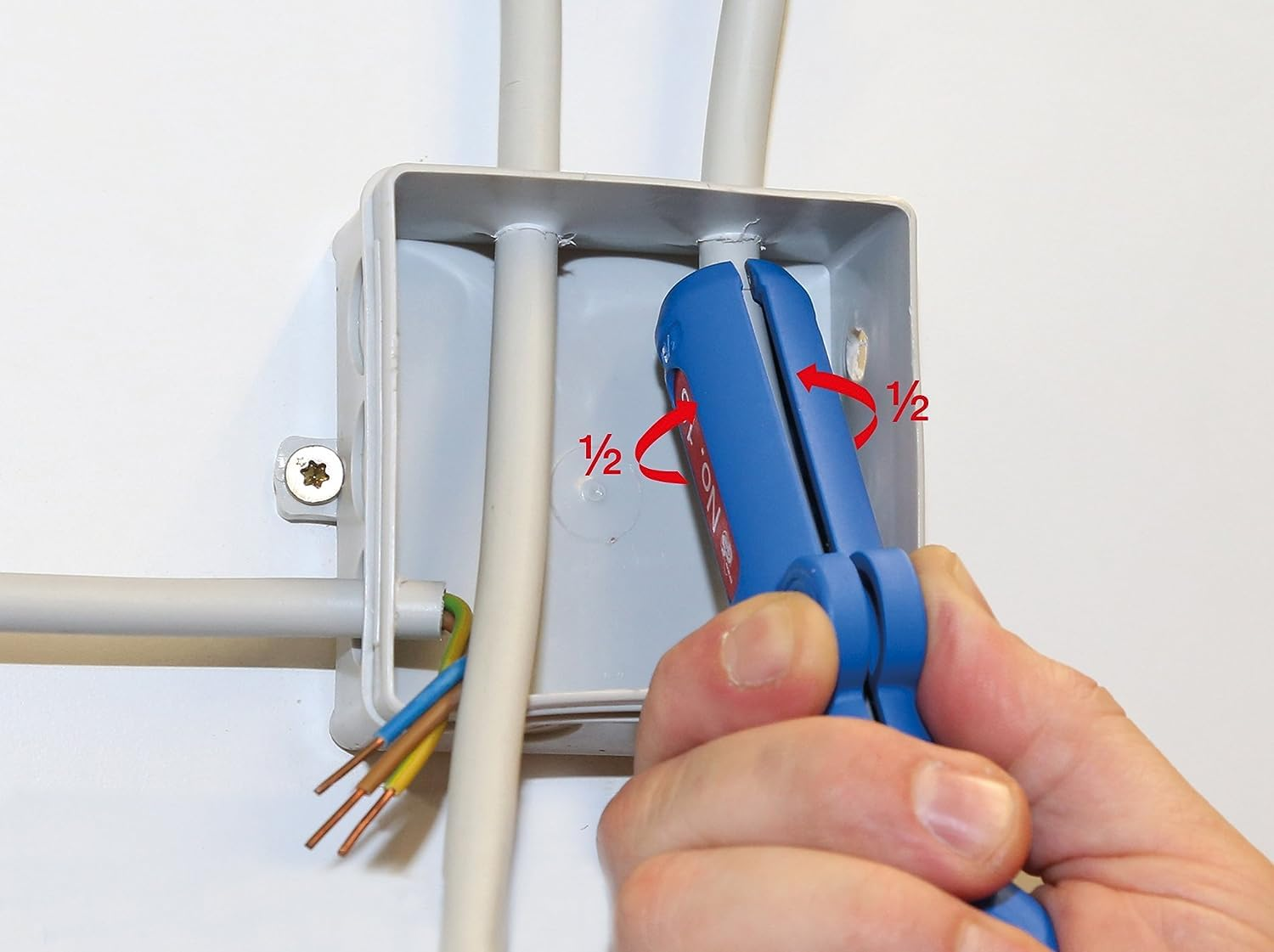 WEICON 52000013 No. 13 Stripper Dismantler for round and Moisture-Proof Diameter of 6.0-13.0 Mm. (E. G. NYM 3X1.5 to 5X2.5 Mm&sup2;) | Professional Distmantling Machine | Cable Stripping Tool | T&Uuml;V 100% Made in Germany, Blue/Red image number 3