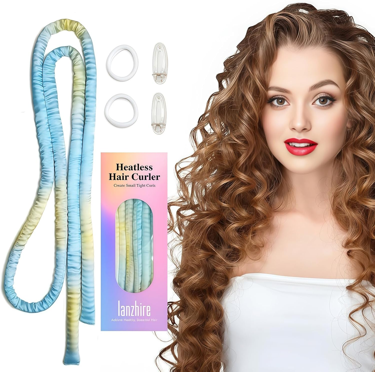 Lanzhire Heatless Small Curling Rod Headband, No Heat Thin Curling Headband for Long Hair and Short Hair, No Heat Curlers to Sleep In, Overnight Heatless Curls Headband (Purple Tie Dye)