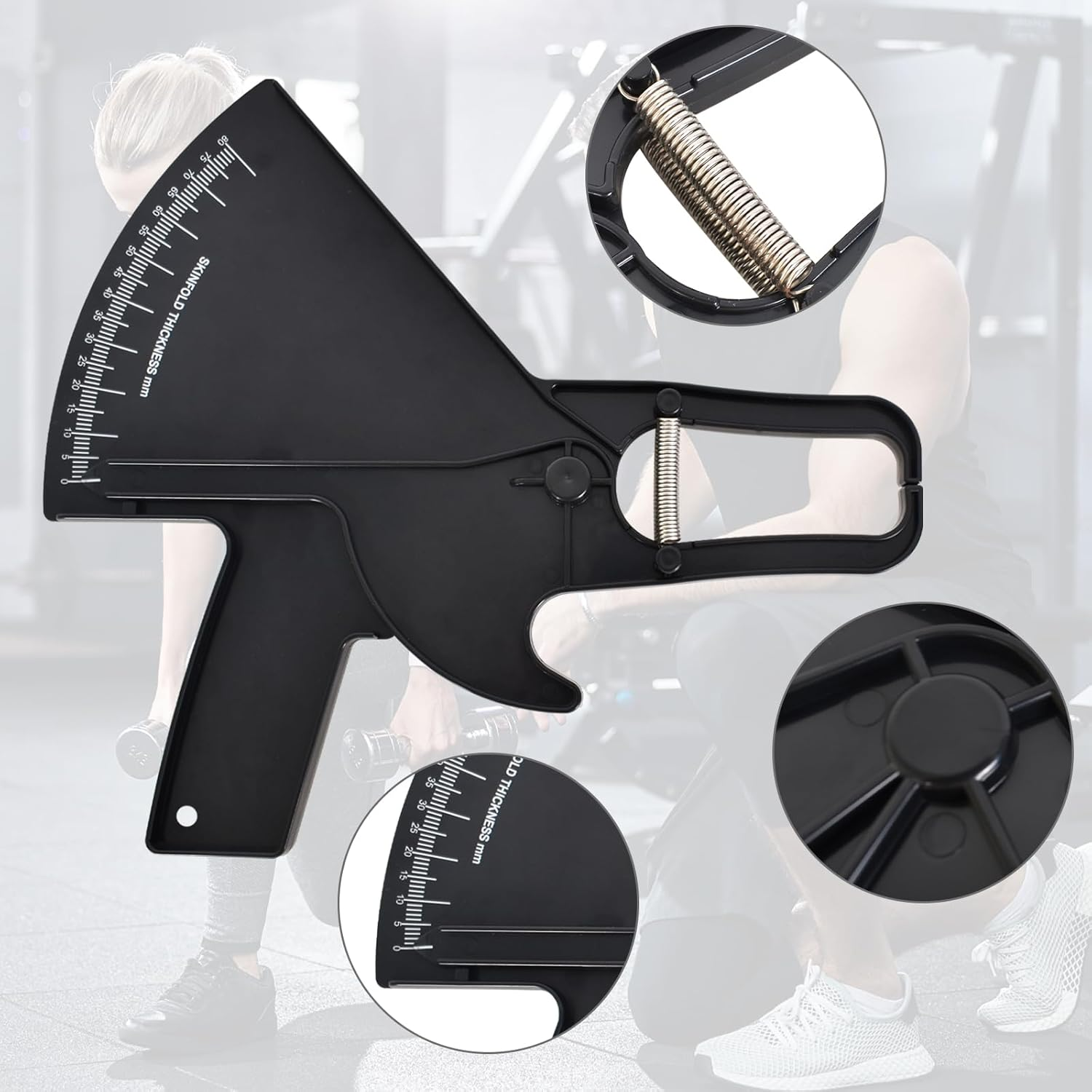 Professional Skinfold Caliper, Accurate Measure Skinfold Caliper, Body Fat Caliper Easy to Read Data, Body Fat Tester for Measuring Body Fat Percentage, Skinfold Tester for Fitness Weight Loss (Black) image number 5