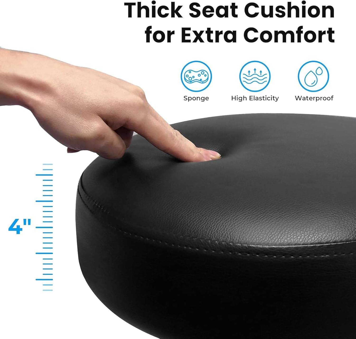 Drafting Chair with Backrest, Adjustable Footrest Rolling Stool with Wheels, Swivel Stool for Office Spa Studio Lab Counter Salon Work, Black 60 * 60 * 113Cm image number 4