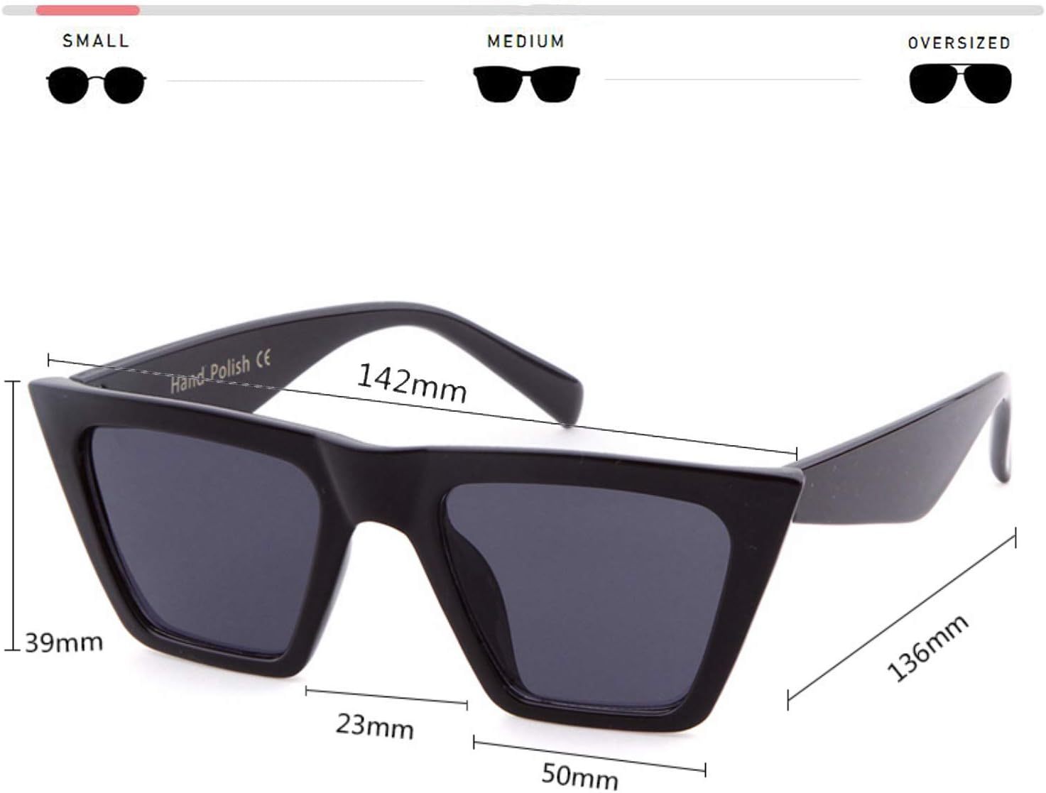 SORVINO Cateye Square Sunglasses for Women Men Trendy Retro Classic Vintage Square Sunglasses Black image number 5