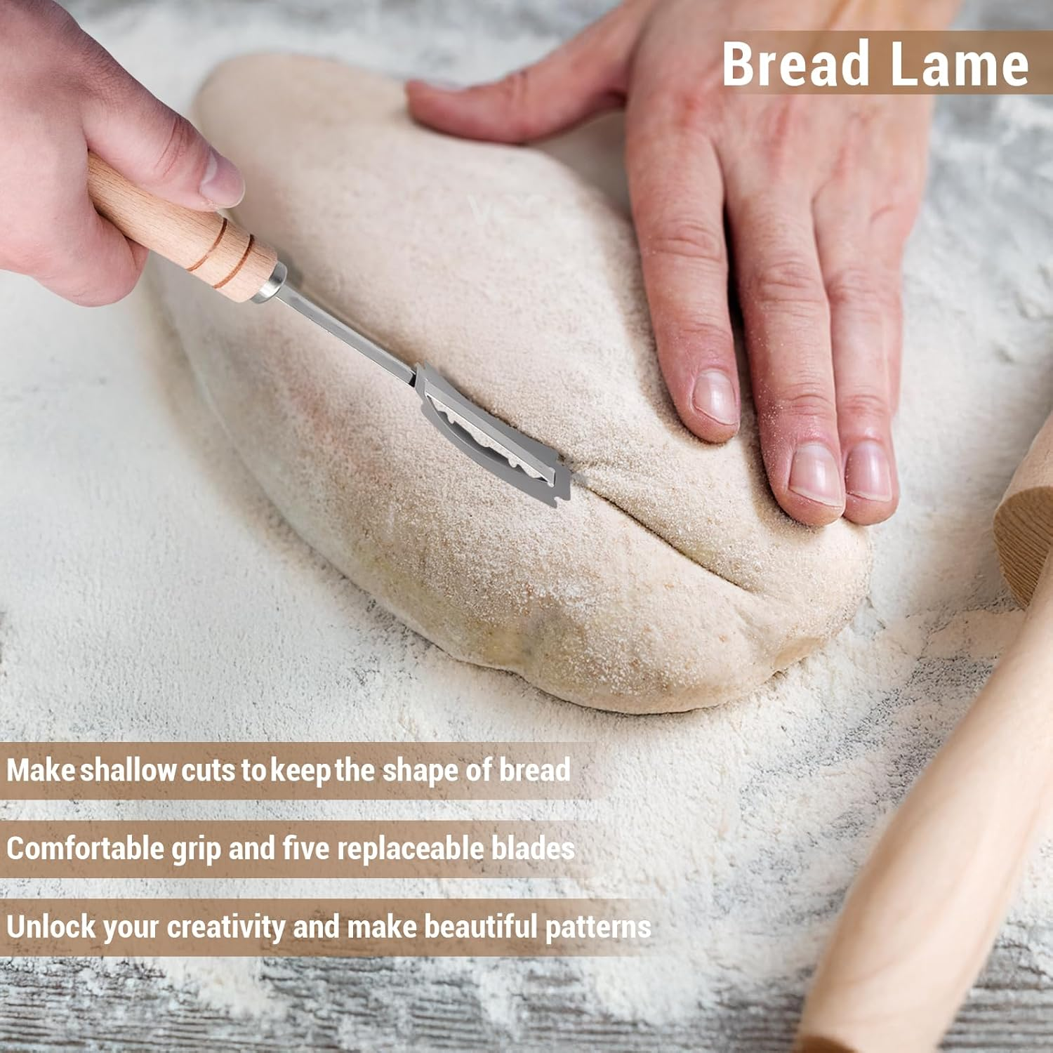 Banneton Bread Proofing Basket Set of 2, 11 Inch Oval Bread Basket Sourdough Bread Baking Supplies Bread Making Tools Proofing Bowls with Bread Lame, Linen Liner and Dough Scraper image number 1