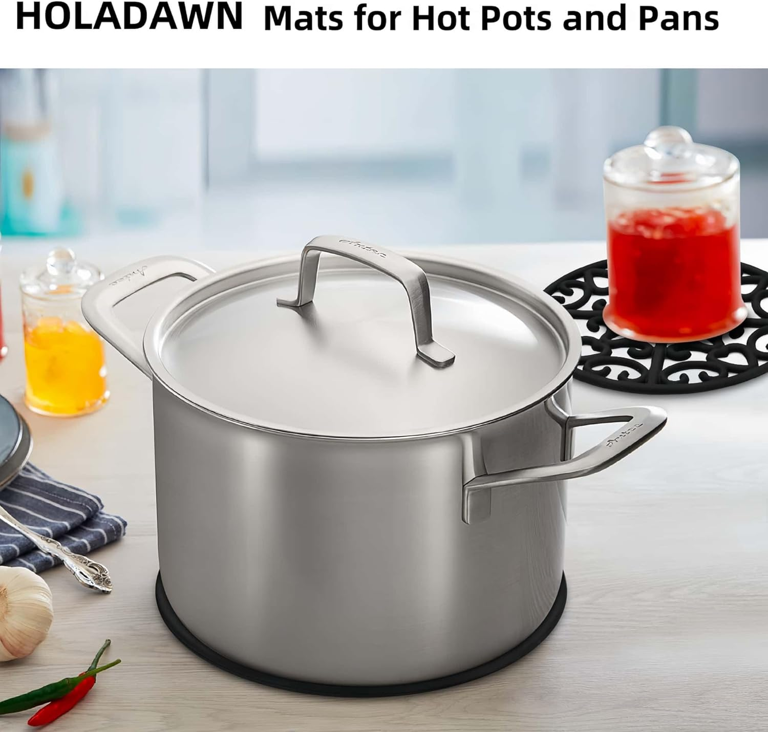 3Pcs Silicone Trivet Mat Set, Insulated Non-Slip Kitchen Counter & Table Pads for Hot Dishes, Pots, and Pans image number 3