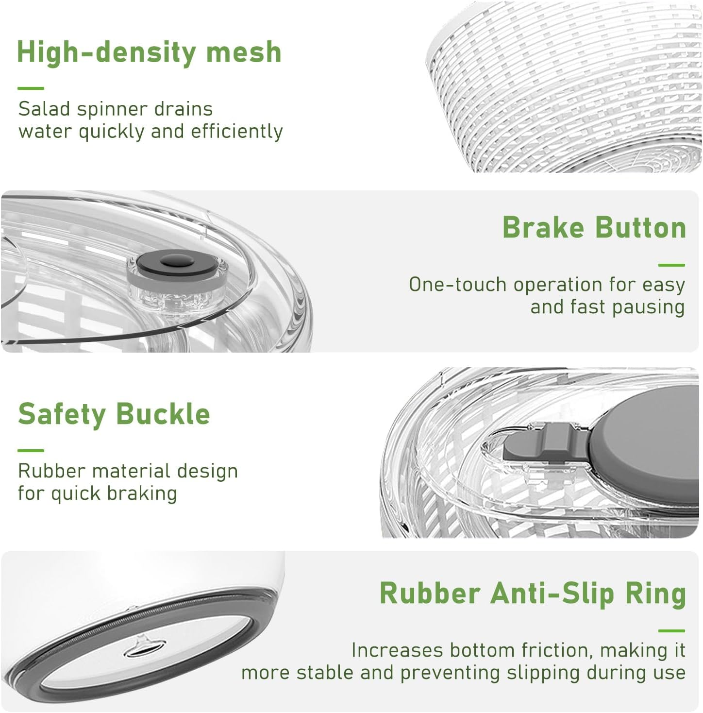 Salad Spinner, 6L Large Capacity, Quick and Easy Vegetable Washer Dryer, Thickening, Non-Slip Bowl Bottom, Kitchen Gadgets Drain and Store 2 in 1 image number 2