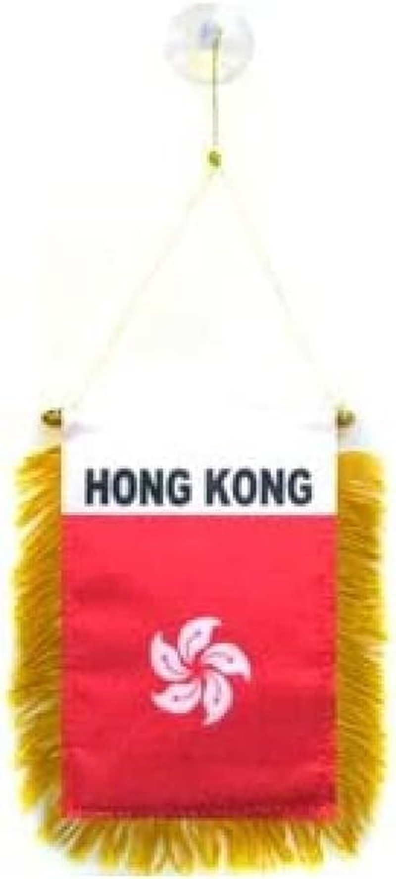 Hong Kong Mini Banner 6'' X 4'' - Hong Konger Pennant 15 X 10 Cm - Mini Banners 4X6 Inch Suction Cup Hanger - AZ FLAG image number 1
