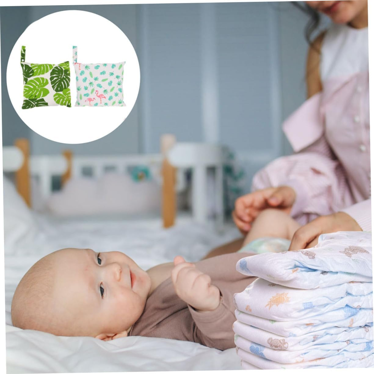 Diaper Storage Bag 4Pcs Mixed Colors Practical for Baby Diaper Bag Needs image number 1