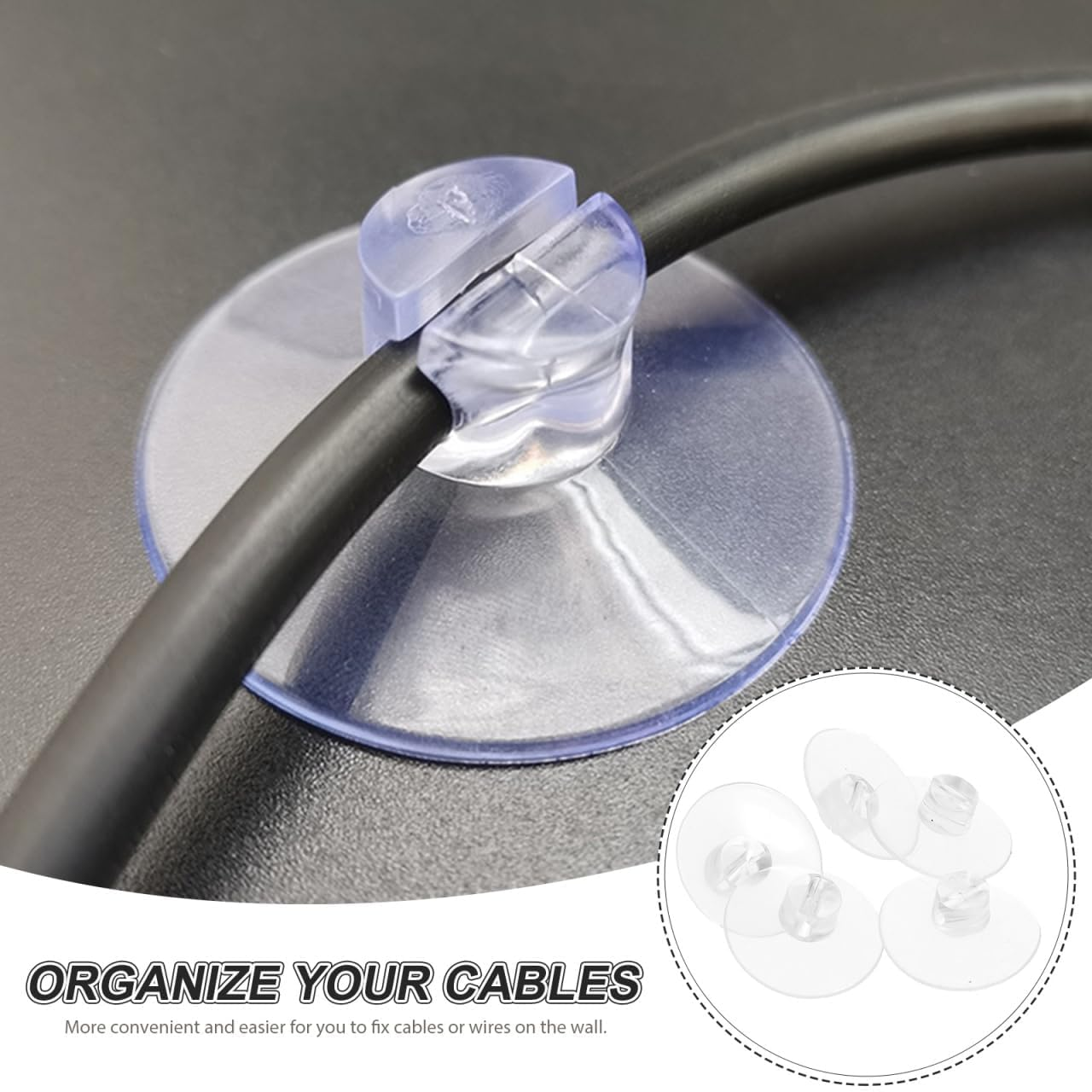 Clear Suction Cup Fixing Buckle Wire Holders, 20Pcs Suction Cup Cable Wire Organizer Light Holders,Cable Fixing Suction Cup Light Holders for Windows and USB Cable Holder image number 1