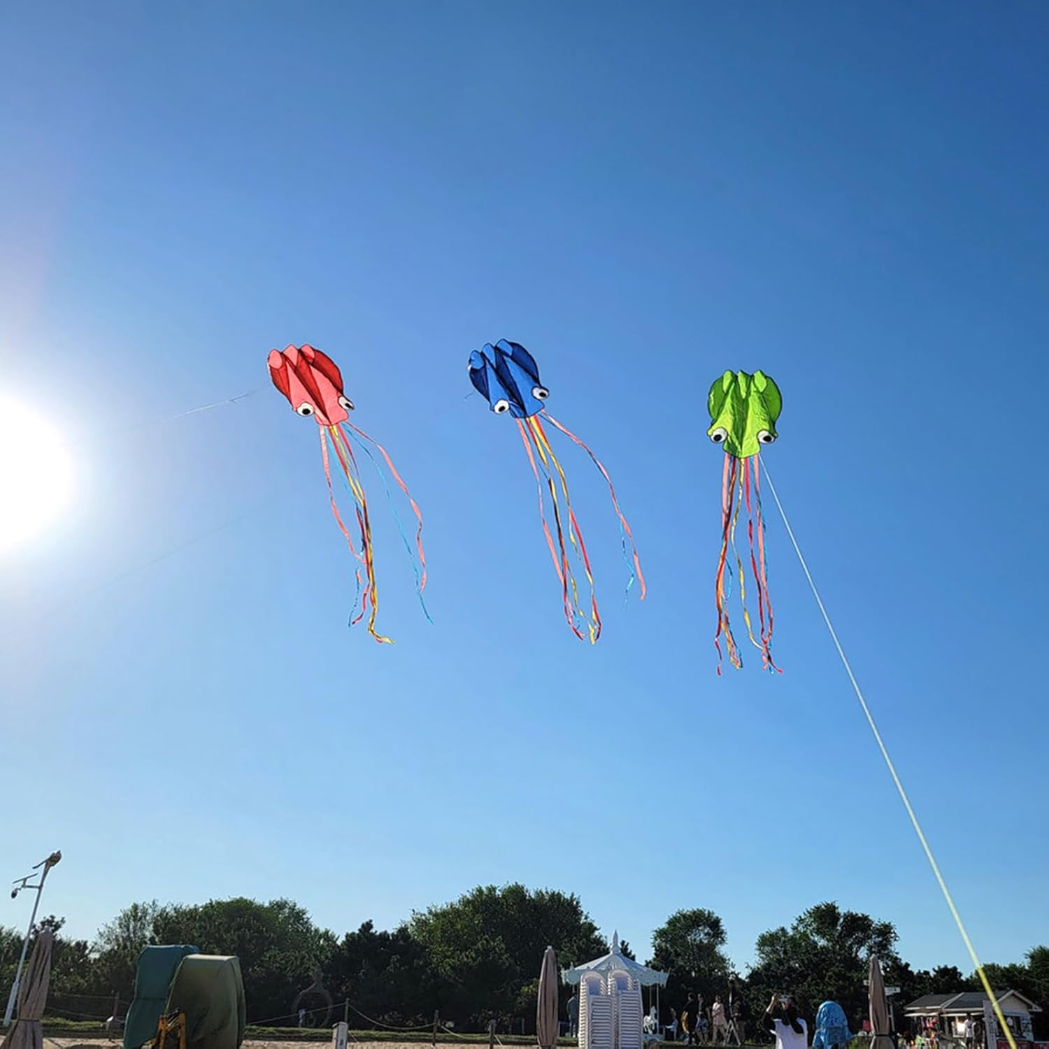 Simxkai Octopus Kite for Kids & Adults, Easy to Fly Beginner Kite for Boys & Girls, 28''*158'' Large Soft 3D Beach Kite for Outdoor Activities (Red, Pink, Blue, Yellow, Green, Purple) image number 2