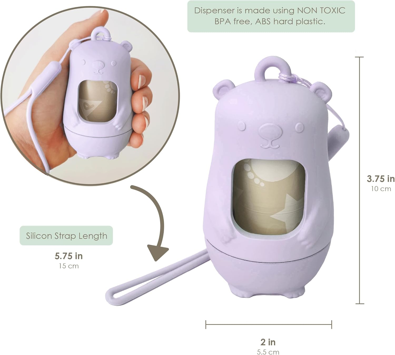 NEW Moodie Disposable Diaper Bags Dispenser COMBO PACK |105 LAVENDER SCENTED Baby Poop Bags TOTAL & 1 Diaper Disposal Bag Dispenser | Dirty Diaper Trash Bags on the Go image number 6