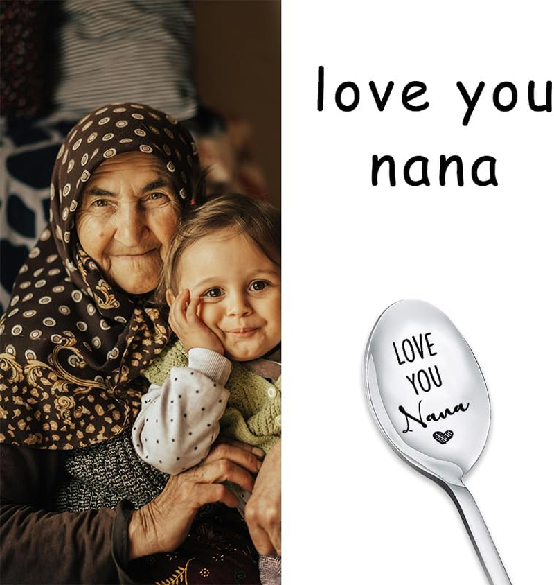 Mothers Day Gifts for Grandma Nana Spoon Gifts from Granddaughter Grandson Birthday Gifts for Grandma Grandmother Coffee Tea Lovers Gifts for Women Nana Gifts for Grandma Spoons image number 1