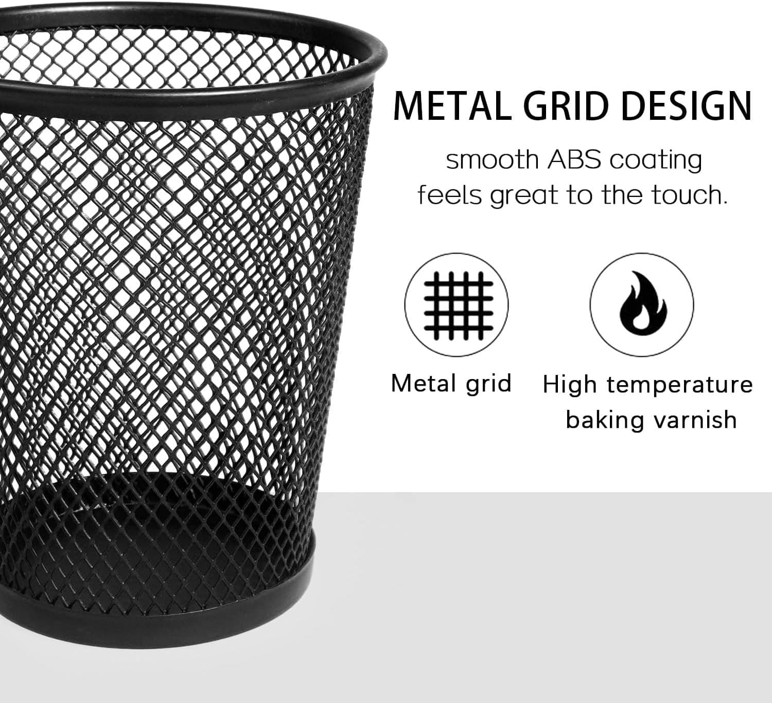 Pen Holder 6 Pack, Mesh Desk Organizer Pen Pot Pencil Holders, Stationary Supplies Pencil Pots for Office, Home, Classroom (Black 6Pcs) - Black image number 6