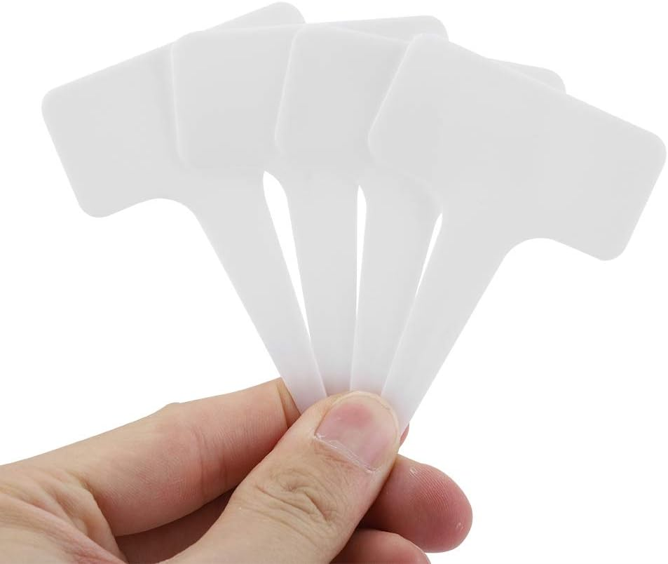 Alvinlite 50 PCS Plastic Plant Signs, Plant Labels T Type Tag Markers, Nursery Garden Labels, PVC Durable Waterproof Plant Tag Signs