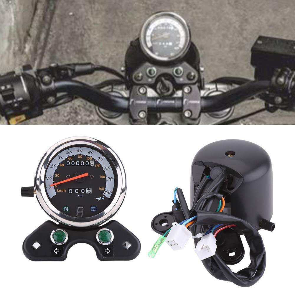 Universal Motorcycle Dual Odometer Speedometer with LED Backlight Gear Digital Display image number 1