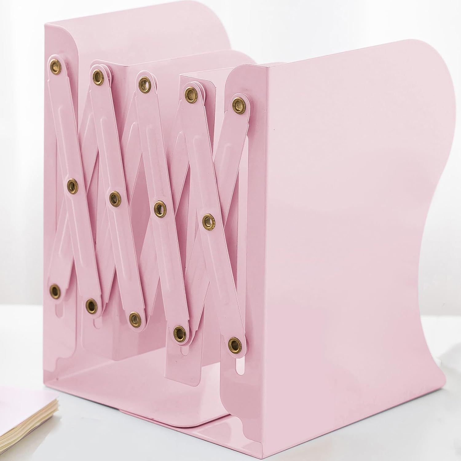 Adjustable Book Ends,Grey Large Metal Bookends for Heavy Books, Expandable Bookcase Bookend Stand Holder Book Storage Rack, Book Organizer for Desk, Suitable for Office, Home and School