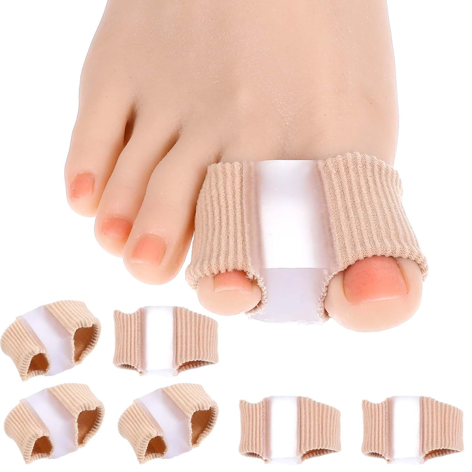 6Pcs Gel Bunion Corrector for Women Big Toe Straightener, Elastic Fabric Toe Separators Bunion Corrector for Women Overlapping Toes, Breathable Hammer Toe Spacers for Men Bunion Foot Pain Relief image number 2