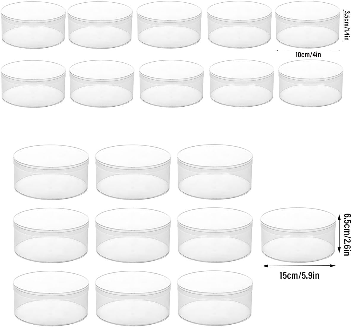 AIMALL 10Pcs Transparent Acrylic round Box, Thickened Plastic Storage Box for Wedding, Candy, Cosmetics, Nail Art, Handcrafts, 5.9 X 2.6In & 4 X 1.4In image number 3