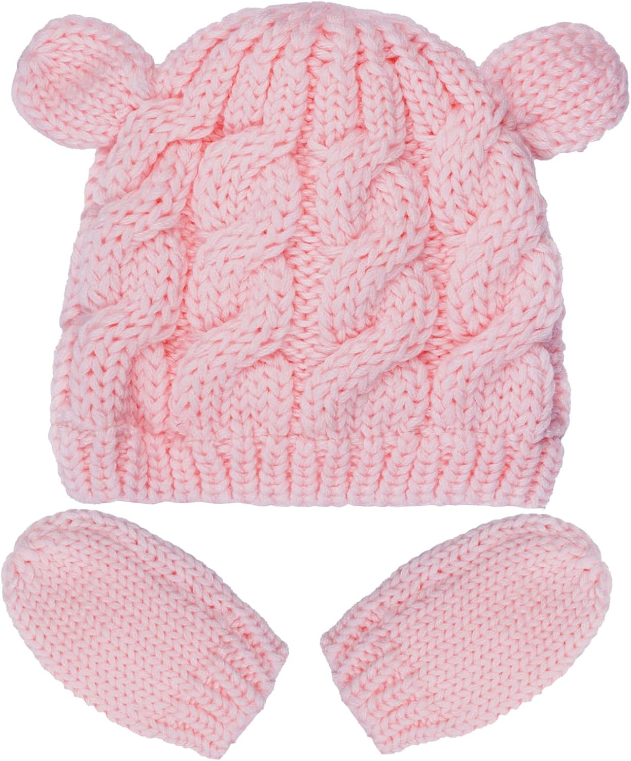 UYIOYO Newborn Winter Beanie Hats and Gloves image number 3