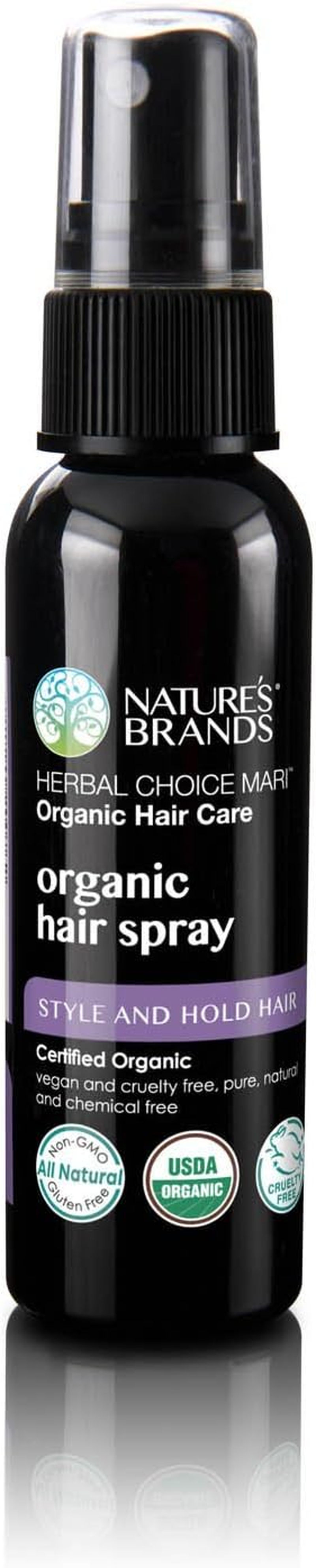 Hair Spray Organic by Herbal Choice Mari (2 Fl Oz Bottle) - No Toxic Synthetic Chemicals
