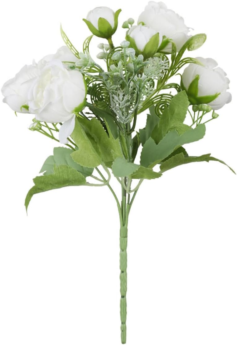 AU010-3 3 Bundles Artificial Plants with Rose Flowers, Plastic Material Faux Greenery for Home Bedroom Office Indoor Outdoor D&eacute;cor,30Cm(11.8") image number 5