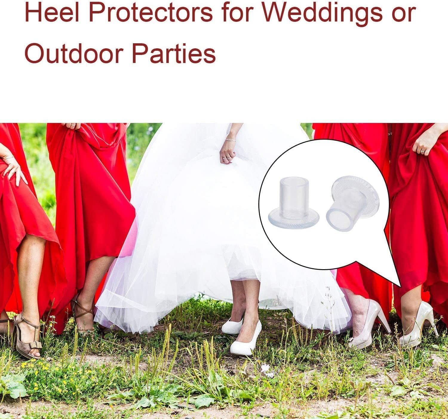 20 Pairs High Heel Protectors for Shoes Women, 4 Sizes High Heel Stoppers, Protecting Shoe Heels, Grass Heel Protector, Heel Repair Caps Covers for Wedding, Outdoor Activities (Transparent) image number 2