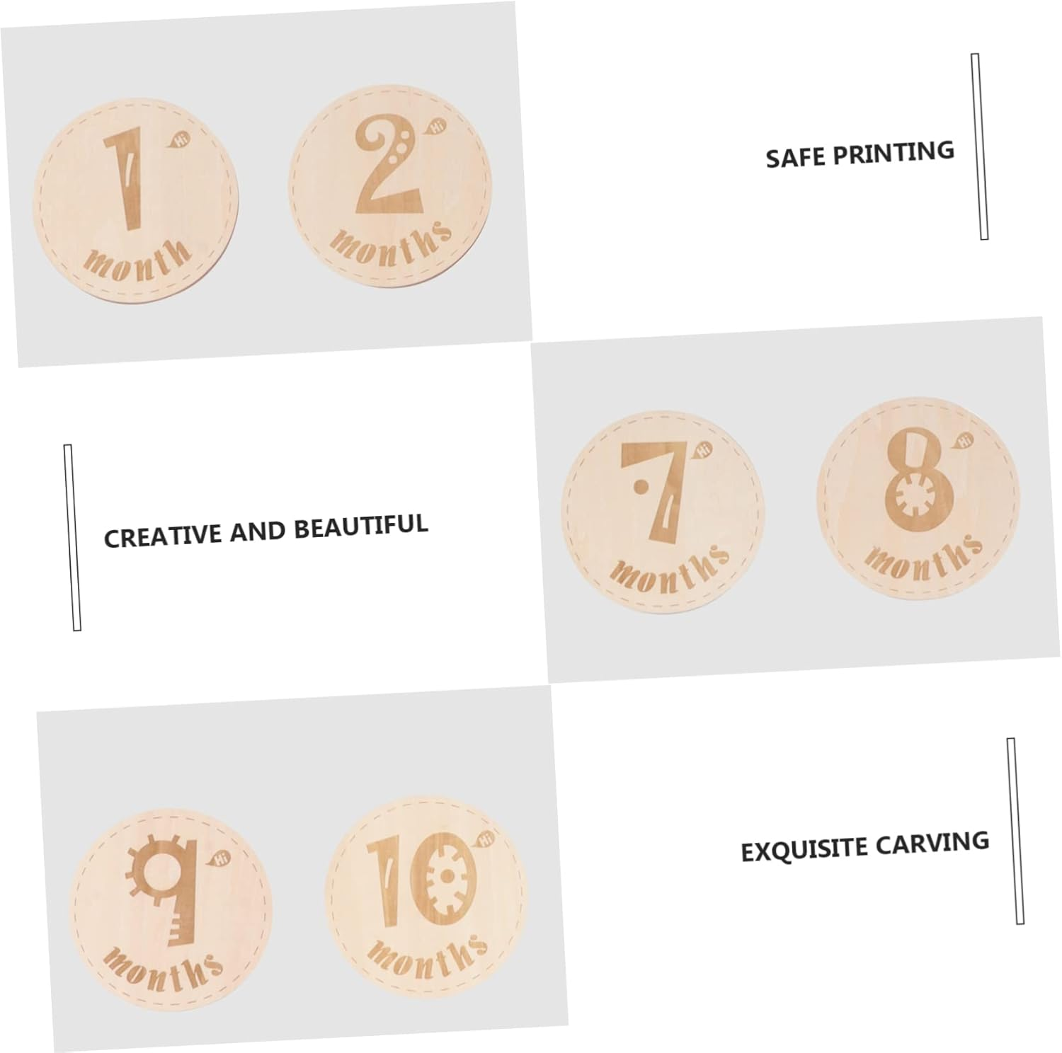 12Pcs Wooden Milestone Cards Set for Newborn Photography Creative Month Growth Commemorative Cards Fine Craftsmanship Keepsake for Shower Boy Girl Gifts image number 1